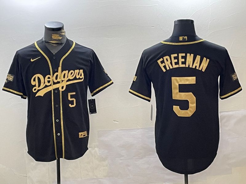 Men Los Angeles Dodgers #5 Freeman Black Gold Fashion Nike 2024 MLB Jersey style 11207->youth mlb jersey->Youth Jersey